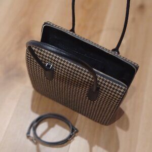 Houndstooth black NEW leather/cloth handbag